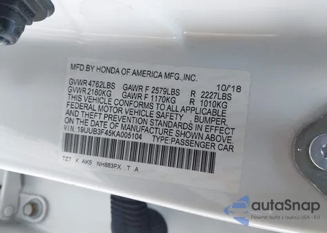 2019 Acura Tlx Tech Pkg from USA, damaged, VIN 19UUB3F45KA005104